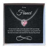 To My Fiancé - Birthstone Heart Necklace - Downtown Girl