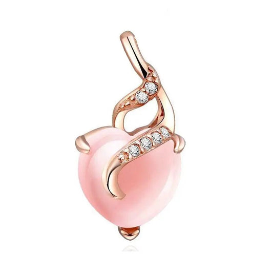 To My Fiancé - Pink Gem Heart Pendant - Downtown Girl
