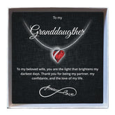 To My GrandDaugther - Birthstone Heart Necklace - Downtown Girl