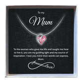 To My Mum - Birthstone Heart Necklace - Downtown Girl