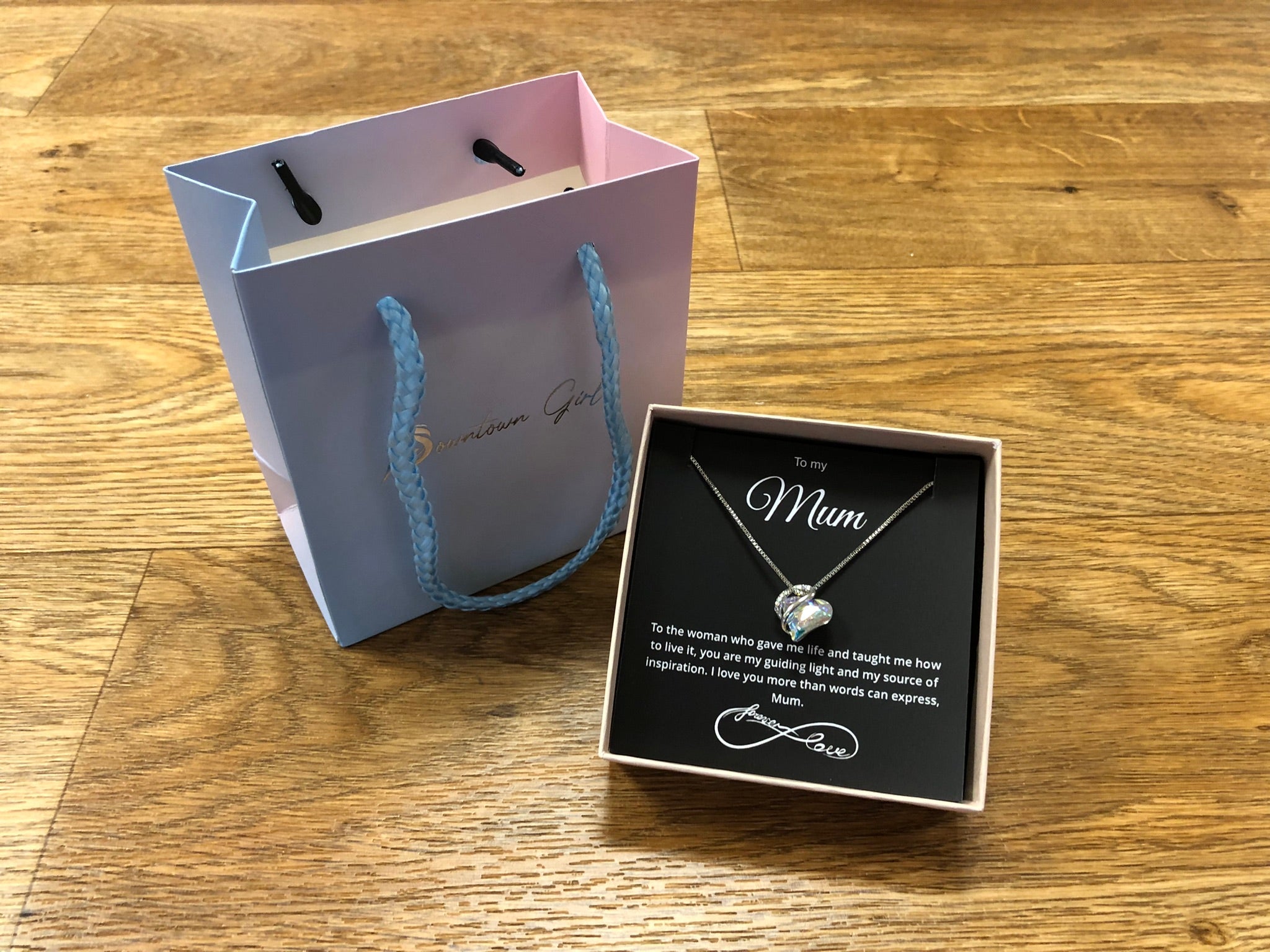 To My Mum - Birthstone Heart Necklace With Message - Downtown Girl
