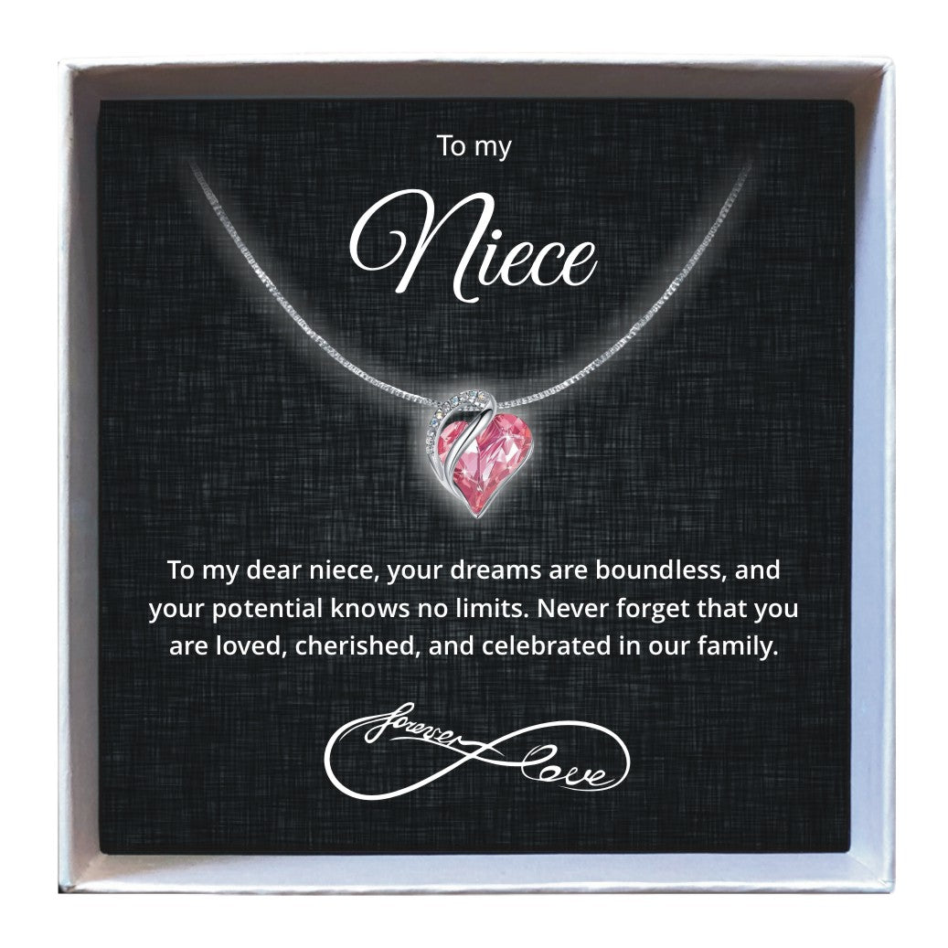 To My Niece - Birthstone Heart Necklace - Downtown Girl