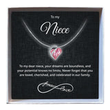 To My Niece - Birthstone Heart Necklace - Downtown Girl