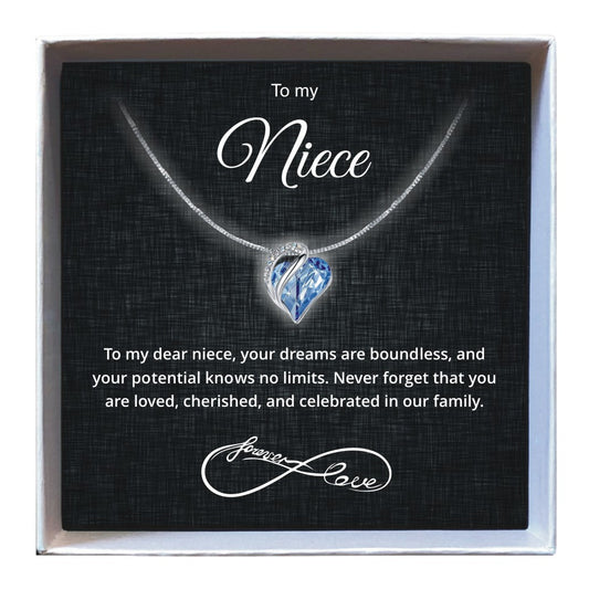 To My Niece - Birthstone Heart Necklace - Downtown Girl