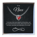 To My Niece - Birthstone Heart Necklace - Downtown Girl