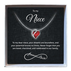To My Niece - Birthstone Heart Necklace - Downtown Girl
