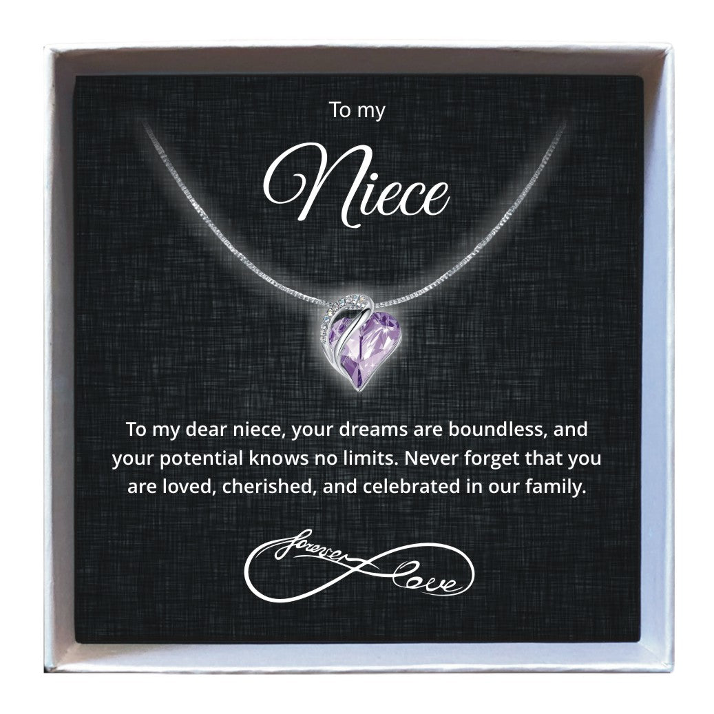 To My Niece - Birthstone Heart Necklace - Downtown Girl