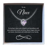 To My Niece - Birthstone Heart Necklace - Downtown Girl