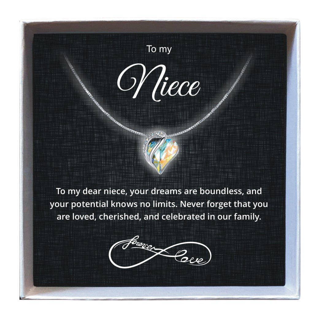To My Niece - Birthstone Heart Necklace - Downtown Girl