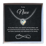 To My Niece - Birthstone Heart Necklace - Downtown Girl