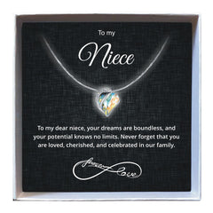 To My Niece - Birthstone Heart Necklace - Downtown Girl