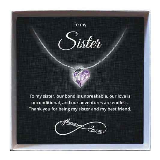 To My Sister - Birthstone Heart Necklace - Downtown Girl
