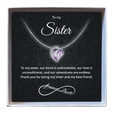 To My Sister - Birthstone Heart Necklace - Downtown Girl