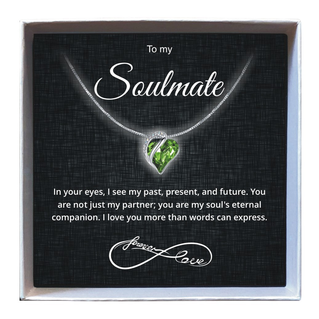 To My Soulmate - Birthstone Heart Necklace - Downtown Girl
