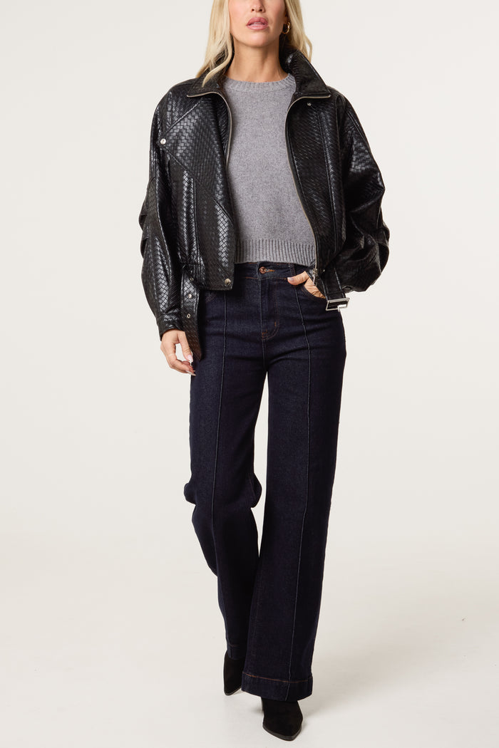 Textured PU Biker Jacket