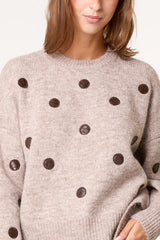 PU Polka Dot Knit Jumper