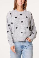 PU Polka Dot Knit Jumper