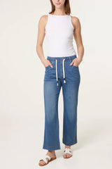 Elastic Waist Heart String Jeans