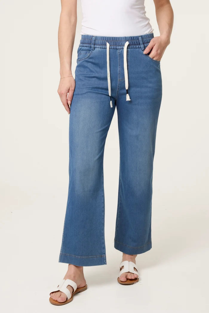 Elastic Waist Heart String Jeans