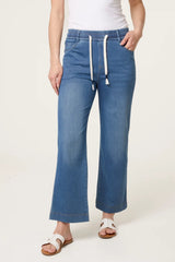 Elastic Waist Heart String Jeans