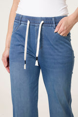 Elastic Waist Heart String Jeans