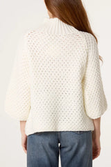 High Neck Crochet Chunky Knit Jumper