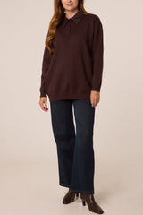 Classic PU Polo Collar Knit Jumper