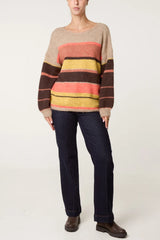 Round Neck Striped Knit Jumper