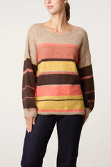 Round Neck Striped Knit Jumper
