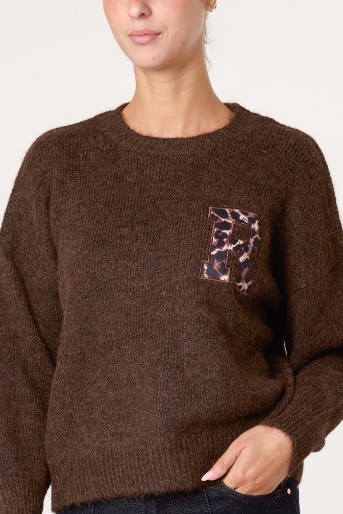 Animal "Harvard" Embroidery Knit Jumper - Downtown Girl