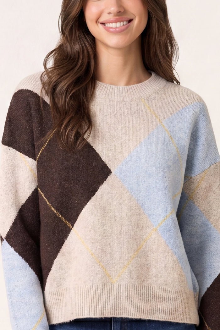 Argyle Knit Jumper - Downtown Girl