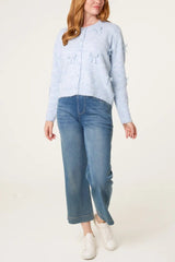 Bow Pearl Button Through Knit Cardigan - Downtown Girl