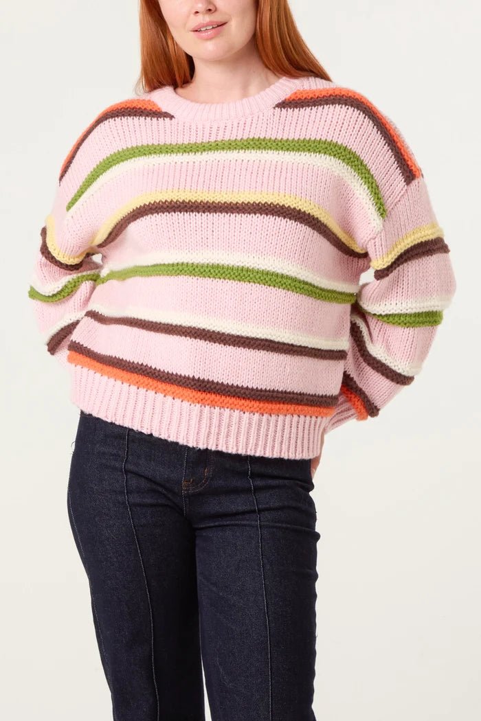 Chunky Knit Stripe Jumper - Downtown Girl