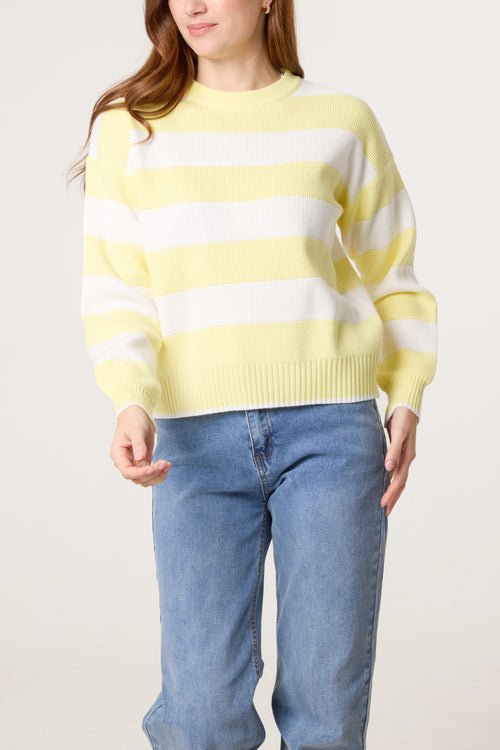 Crew Neck Sailor Stripe Jumper - Downtown Girl