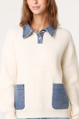 Denim Pocket Knit Jumper - Downtown Girl