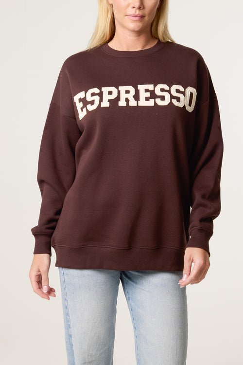 Espresso Crew Neck Sweatshirt - Downtown Girl