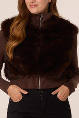 Faux Fur Zip Through Cropped Jacket - Downtown Girl