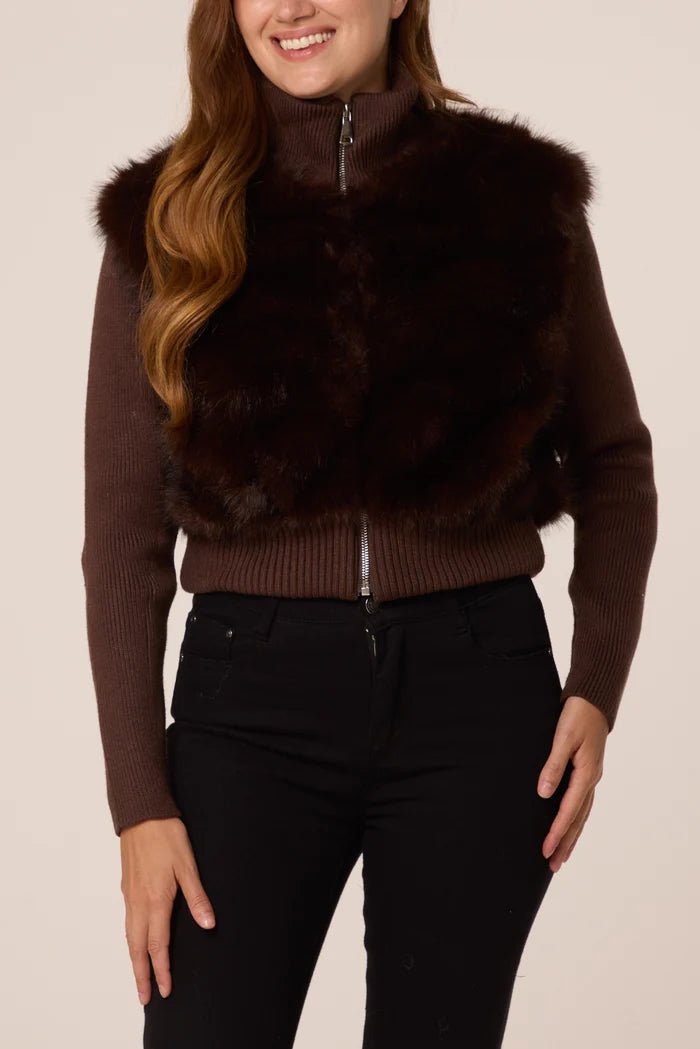 Faux Fur Zip Through Cropped Jacket - Downtown Girl
