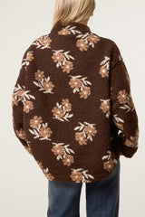 Floral Teddy Fleece Zip-Up Jacket - Downtown Girl