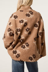 Floral Teddy Fleece Zip-Up Jacket - Downtown Girl