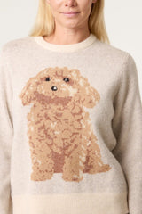 Knitted Round Neck Dog Jumper - Downtown Girl