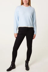 Lace Trim & Neck Knit Jumper - Downtown Girl