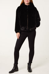 Zip Through Cosy Hooded Jacket