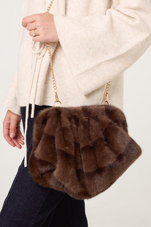 Faux Fur Chain Strap Shoulder Bag