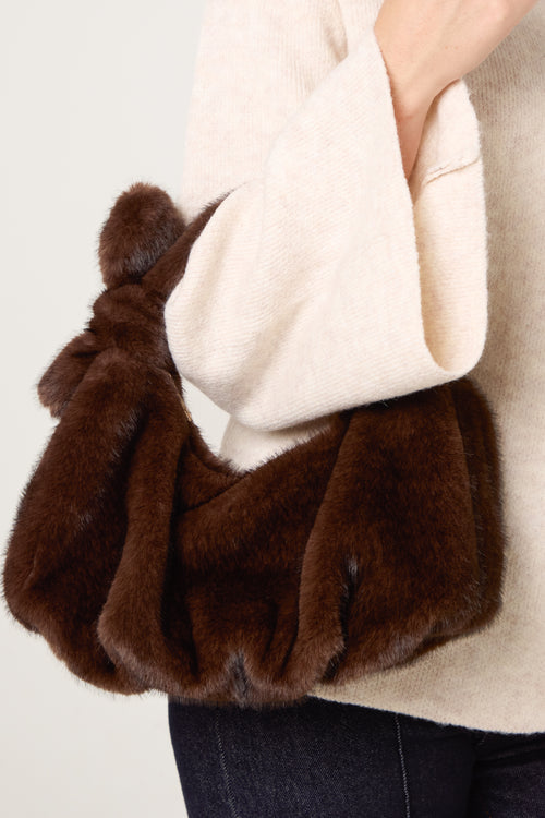 Faux Fur Bow Detail Shoulder Bag