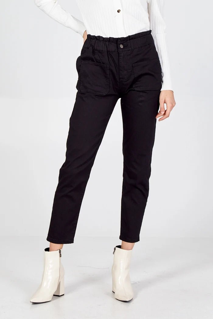Paperbag Waist Stretch Denim Jean - Downtown Girl