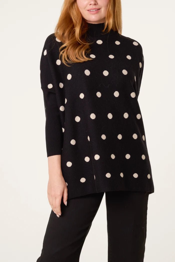 Polka Dot Batwing Knit Jumper - Downtown Girl