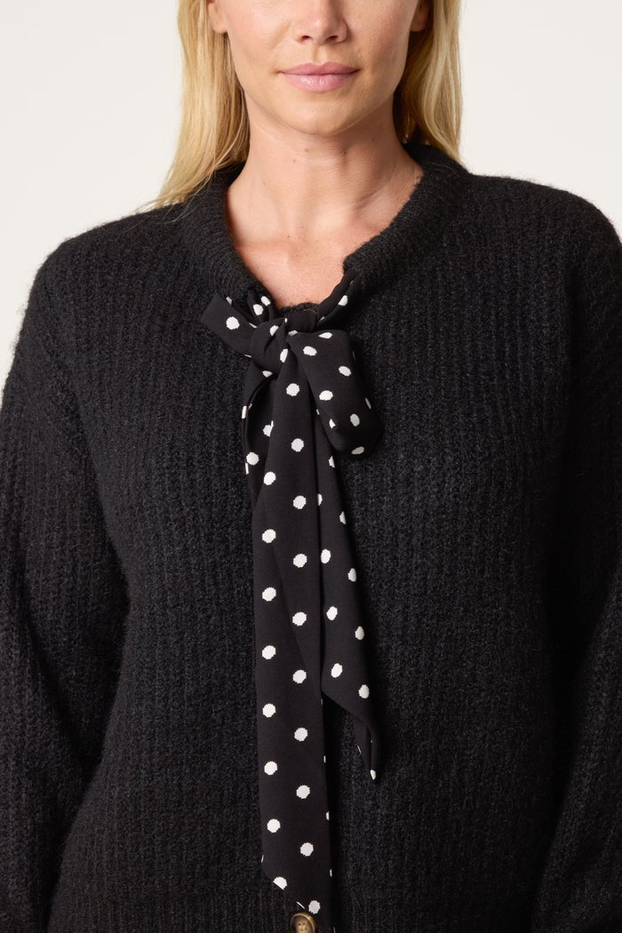 PolkaDot Bow Button Through Knitted Cardigan - Downtown Girl