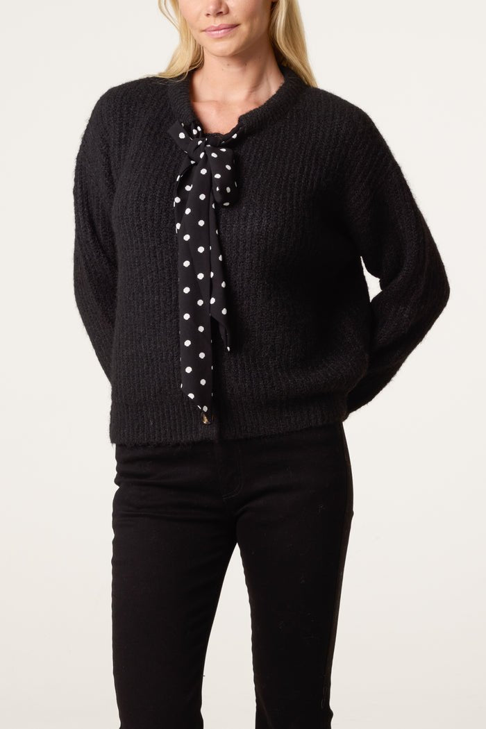 PolkaDot Bow Button Through Knitted Cardigan - Downtown Girl