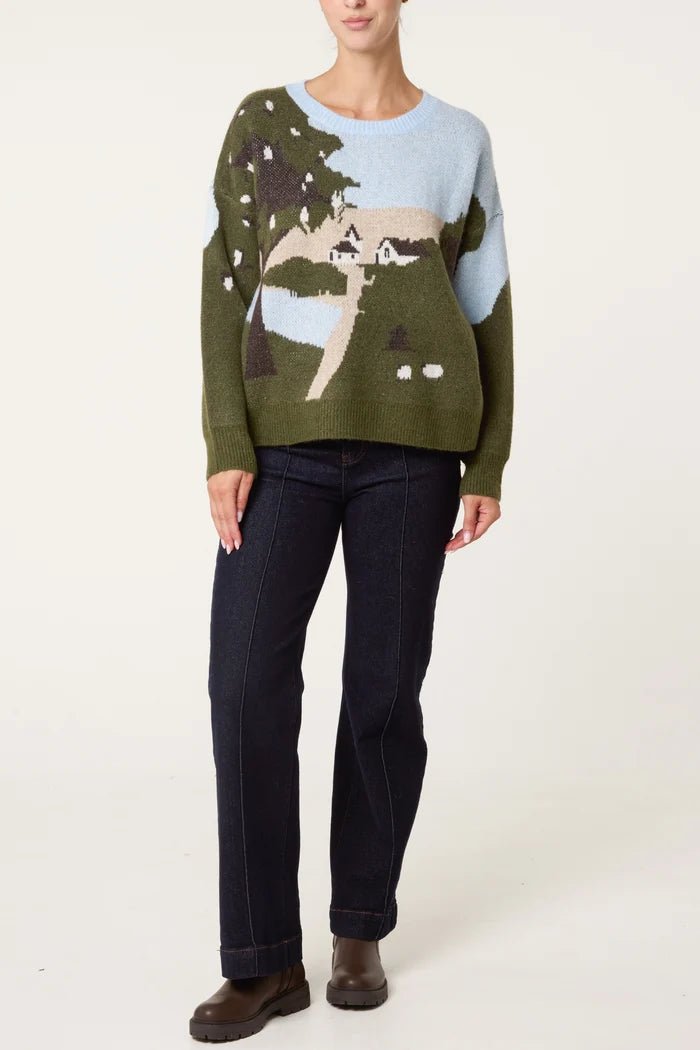 Scenic Landscape Knit Jumper - Downtown Girl